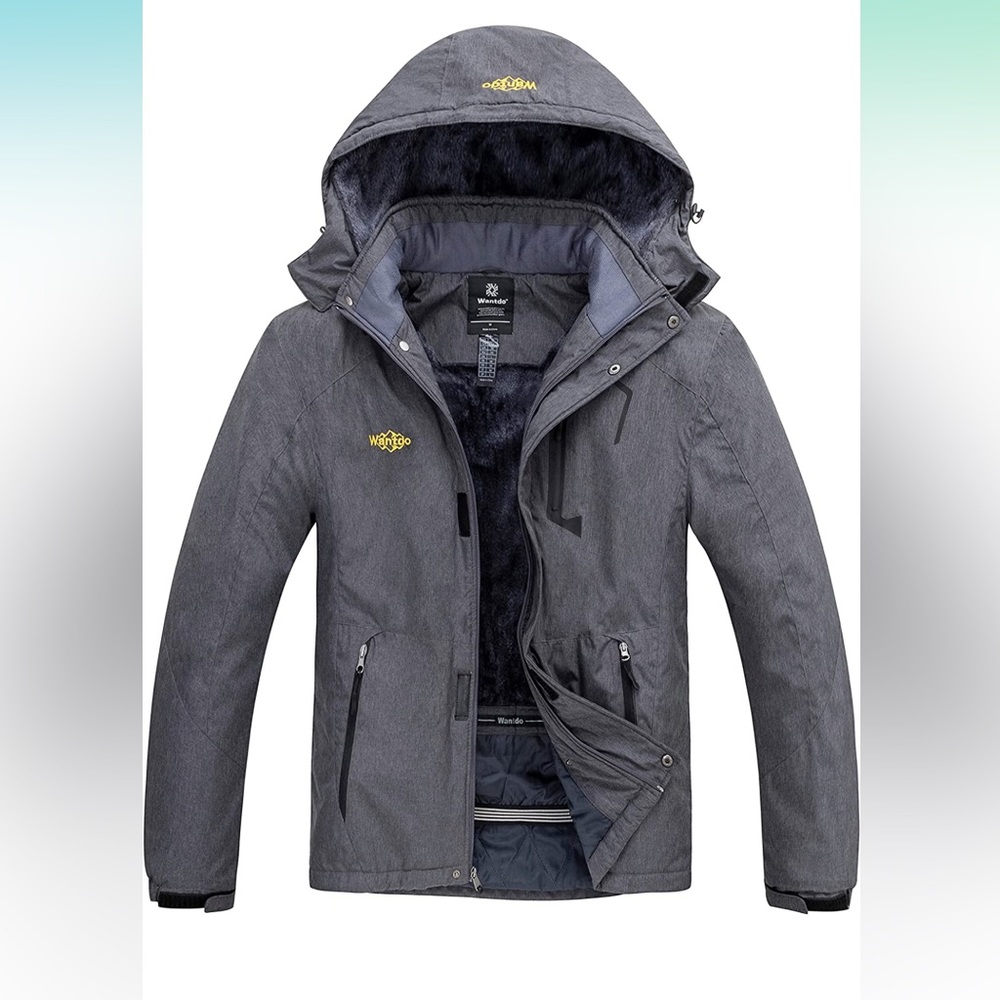 Men's Waterproof Ski Jacket Windproof Rain Jacket Winter Warm Hooded Coat